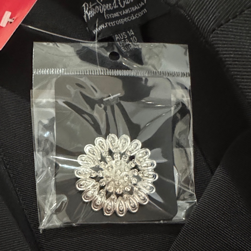 NWT Retrospec’d 1940’s/1950’s Retro Sweetheart Swing Black Pleated Dress Size 10 - Picture 5 of 9